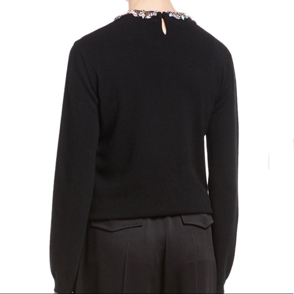 Valentino Wool-Silk Sweater w/ Embroidered Butterfly Neck - Picture 2 of 7
